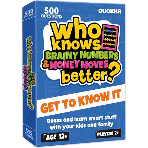 Card Games for Kids 8-12 - STEM Board Family Games for Kids and Adults | Trivia Cards for Family Game Night - Who Knows Math Finance Economics Better - Fun Card Game for Families and Teens - color: 10. Math