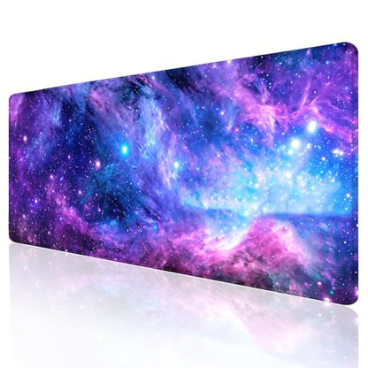 Large Mouse Pad, Desk Mat Computer Keyboard Pad Non-Slip Rubber Base Waterproof with Stitched Edges for Laptop Gaming, Office & Home 31.5 x 11.8 Inch (Galaxy Space) - color: Galaxy Space