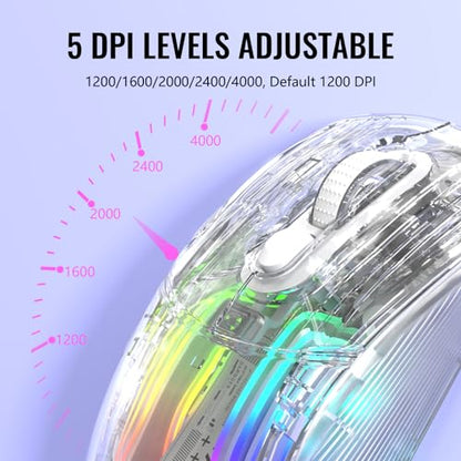 ATTACK SHARK X2 Pro Wireless Gaming Mouse with RGB Charging Dock,Tri-Mode PC Gaming Mice 2.4G/Bluetooth/Wired,Noiseless Mouse RGB Backlit,Transparent Shell,PixArt 3212 4000 DPI,for Win/MAC,White - color: White PRO