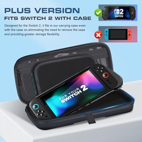 YAOTUBAG Carrying Case for Nintendo Switch 2 2025, Large Capacity Travel Protective Handbag, Hard Shell Portable Pouch, Holds Cased Console, Accessories, 12 Game Cards [Plus Version] Black - color: black