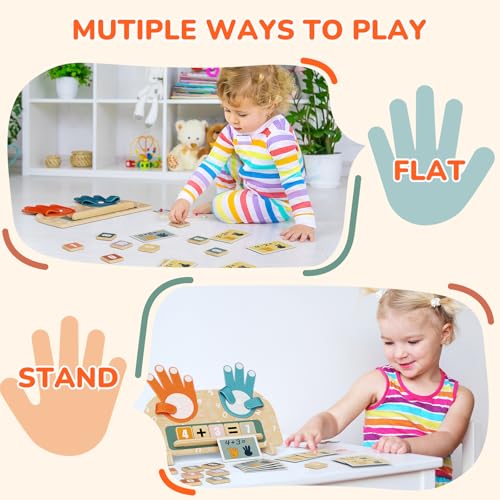 Montessori Math Toy for Kids 3-5, Double-Sided Finger Counting Board with Writing Board & Number Blocks, Preschool Learning Toy for Addition & Subtraction, Educational Gift - size: SIZE B
