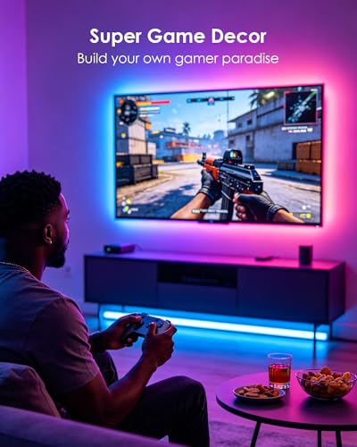 VOLIVO LED Lights for TV, 9.84ft RGB TV Backlight for 32-45 Inch TVs, Bluetooth APP & 20-Key Remote Control, Music Sync 5050 RGB LED Strip Lights USB Powered, Ambient Lighting for Bedroom Gaming Room - size: 9.84FT for 32"-45" TV