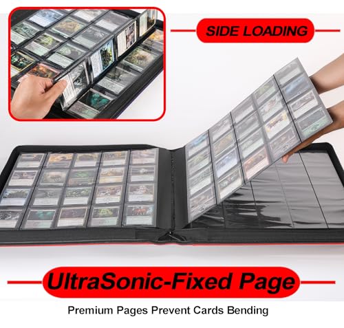Premium 2000 Pocket Card Binder - 20 Pocket Trading Card Binder with Sleeves Fits 2000 Cards, Ringless Card Album for TCG - Model A，Classic Red - color: 20P - Classic Red
