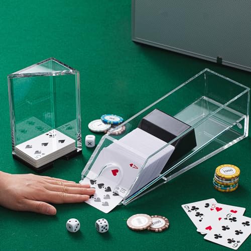 Honoson 8 Deck Blackjack Shoe and Discard Tray Acrylic, Clear | Card Dispenser for Poker Games, Dealing Shoe with Discard Holder for Casino Blackjack, Transparent Acrylic Material - color: Clear, style: 8 Deck