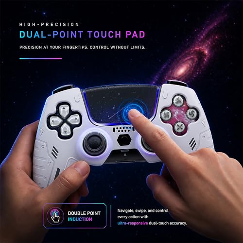 BEllTAYN Wireless Controller for PS5 with 3D Hall Effect Joysticks, Bluetooth 5.0 Connectivity, Dual Vibration, 6-Axis Motion Control, Design for Smooth and Comfortable Gaming Compatible with PS5 and Windows PC (Galaxy White) - color: Galaxy White