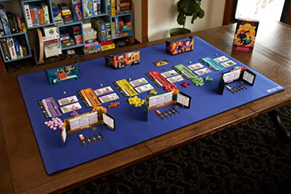 Board Game Playmat [3.5'x5.5'/Thick Super Cushioned/Stitched Edge/Water Resistant] with Carrying Case - for Tabletop Board Games, Card Games, RPG Games (Large, Blue) - color: Blue, size: Large (3.5'x5.5')