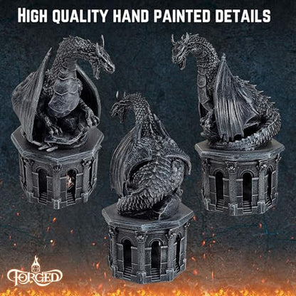 Forged Dice Co. Dragon Dice Jail - D&D Dice Holder and Storage Box with Removable Collectors Dragon Miniature - Fits Up to 2 Standard Polyhedral RPG Sets - Black - color: Black Dragon Dice Jail