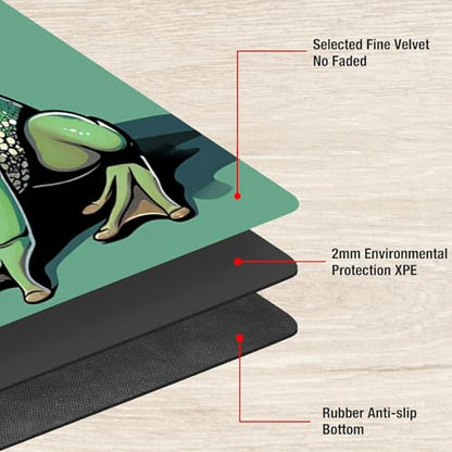 TCG Playmat Board Game Mat Plus 50 Pcs Card Sleeves, 24 x 14 Table Mats Game Mousepad with Soft Surface Non-Slip Base for MTG RPG CCG Trading Card Game Playmats, Green Frog - color: Cowboy Frog, size: 24 x 14 inches - No Zones