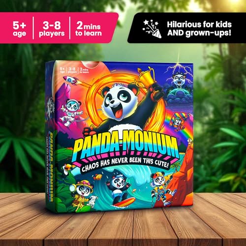 Panda-MONIUM – A Scavenger Hunt Board Game with Squeaky Pandas. Family Fun! | Get ready for panda-pileups, snorts of laughter, and a whole lot of chaos! A fast-paced, laugh-out-loud card game. Age 5+