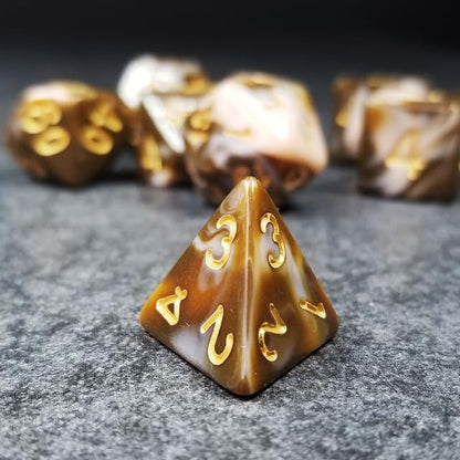Sage’s Portal Stones DND Dice Set Acrylic Opaque 7-PC Polyhedral DND Dice Set for Dungeons and Dragons D&D Sage’s Cantrips RPG Tabletop TTRPG (Coffee/White) - color: Coffee/White