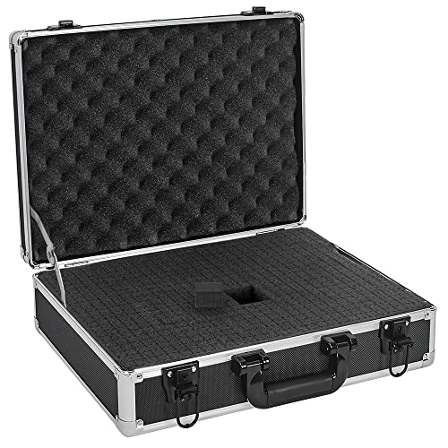 17 Inch Hard Shell Carrying Case Ideal for Wireless Mic System Storage & Camera Gear Transportation, Customizable Pre-Diced Foam, Aluminum Alloy Sturdy Build, Black - size: Inner：17''X 12.6''X 5''