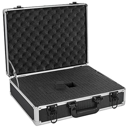17 Inch Hard Shell Carrying Case Ideal for Wireless Mic System Storage & Camera Gear Transportation, Customizable Pre-Diced Foam, Aluminum Alloy Sturdy Build, Black - size: Inner：17''X 12.6''X 5''
