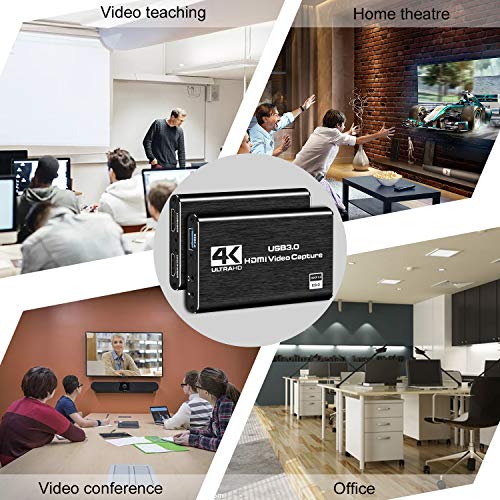 Capture Card, 4K HDMI Video Capture Card, Game Capture Card, 1080P 60FPS Video Capture Device, HDMI to USB 3.0 Capture Card for Streaming, Work with Camera/Xbox/PS4/PS5/PC/OBS - color: Black