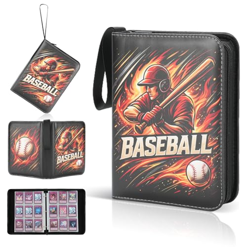 Trading Card Binder, 9-Pocket, Holds 1080 Cards, 120 Pages Side-Loading Card Album, PU Leather, Acid-Free Archival Sleeves, Durable Organizer for MTG, TCG & Sports Cards, Gift for Kids, Boys and Girls - color: 9-Yellowish-black