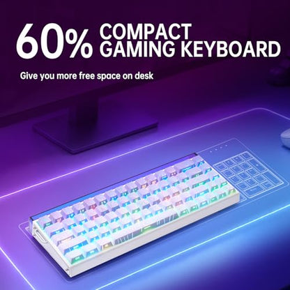 x AULA HERO 68 HE 60% Gaming Keyboard Wired, Hall Effect Mechanical Keyboard Mini with Adjustable Actuation, Rapid Trigger Mode, 8K Hz Polling Rate,0.125ms Latency,Side Printed PBT Keycaps,RGB Backlit - color: Purple