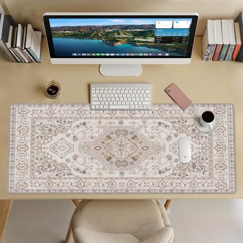 Baziabbo Desk Mat,XXL Extended Large Mouse Pad,Gaming Mousepad with Stitched Edge,Non-Slip Rubber Base Keyboard Desk Pad for Home Office Study Game - color: Retro