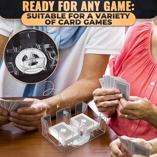 Playing Cards Holder Rotating 360° – Compact Plastic Playing Card Tray for Easy Access 6 Decks with Smooth Rotation | Organizes Multiple Decks for Canasta, Poker & More, Durable with Smooth Rotation - size: 6 Decks