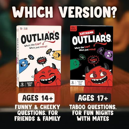 CONFIDENT? Outliars Party Game - Hilarious Game of Deception, Secrets & Lying, Family Fun Board Game for Teens & Adults, Ages 14+, 3-20 Players, 20 Minute Playtime | Hilarious Game of Deception, Secrets & Lying, Family Fun for Kids & Adults, Ages 14+, 3-2