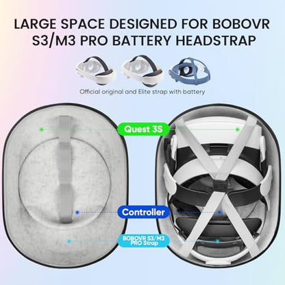 sarlar Large Carrying Case for BOBOVR S3/M3 Pro & KIWI Design Battery Head Strap, Hard Travel Case for Meta Quest 3S/Xbox Edition/Quest 3/Quest 2/Pimax Dream Air VR Headset, Controller Accessories - size: L/For All Head Strap with Battery