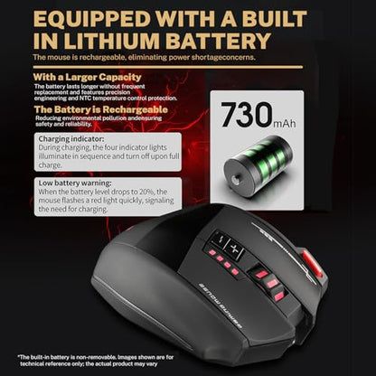 Wireless Gaming Mouse, RGB Dual Mode Bluetooth Mouse Up 24,000 DPI, 13 Macro Programmable Buttons, Optical Computer Mouse 50Hrs for PC Laptop MOBA FPS, PMW-3311, Comfort Grip (Black)