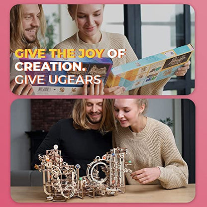 UGEARS Wooden 3D Puzzles for Adults - Wooden Marble Run Spiral Hoist Models for Adults to Build - Advanced Wooden 3D Puzzle Kit - Mechanical Model Wooden Puzzles for Hobbyists - 266 Pcs - color: Marble Run Spiral Hoist