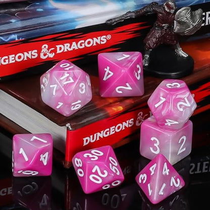 QMay DND Dice Sets - 6 X 7 Polyhedral Dice (42pcs) with 6 Drawstring Bags for Dungeons and Dragons, RPG, MTG,Role Playing Table Game - color: 6 Sets-42pcs