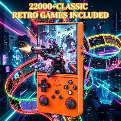 Retro Handheld Game Console, 4.0 Inch Screen, Portable Hand Held Open Source Linux System, 4000mAh Battery Retro Gaming Console (Orange) - style: Orange 64G