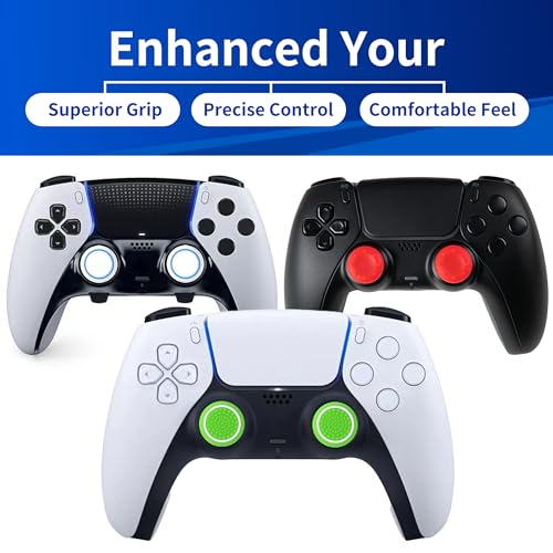 Controller Accessories for PS5 Thumb Grips Joystick caps w/high thumbstick Extender, Joystick Replacement Covers, Analog Stick Precision Rings, aim Boost kit Stuff attachments for PS4 Black White - color: Black & White(33 Pcs)