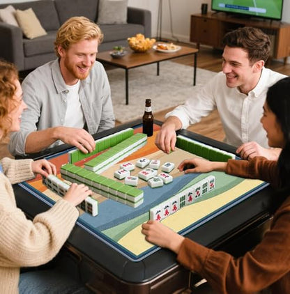 Boho Modern Abstract Mahjong Mat 31.5x31.5 Inch,Beautiful Colorful Non-Slip and Noise Reduction Mah Jong Table Mat Cover Gifts for Mahjong Lovers Poker Board Games Dominoes - color: Boho Modern Abstract