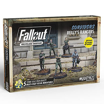 Modiphius Fallout Wasteland Warfare: Survivors: Reilly's Rangers - 5 Miniatures, 32mm Unpainted Resin Figures, Capital Wave RPG - style: Reilly's Rangers