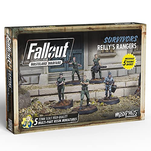Modiphius Fallout Wasteland Warfare: Survivors: Reilly's Rangers - 5 Miniatures, 32mm Unpainted Resin Figures, Capital Wave RPG - style: Reilly's Rangers