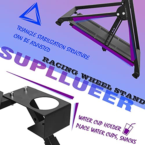 Supllueer Foldable Steering Wheel Stand Fit for Logitech G923 G25 G27 G29 G920, for Thrustmaster T248 T300RS T300 T500, for Fanatec X Shape Sim Racing Stand Racing Simulator, No Shifter Handbrake Wheel Pedal