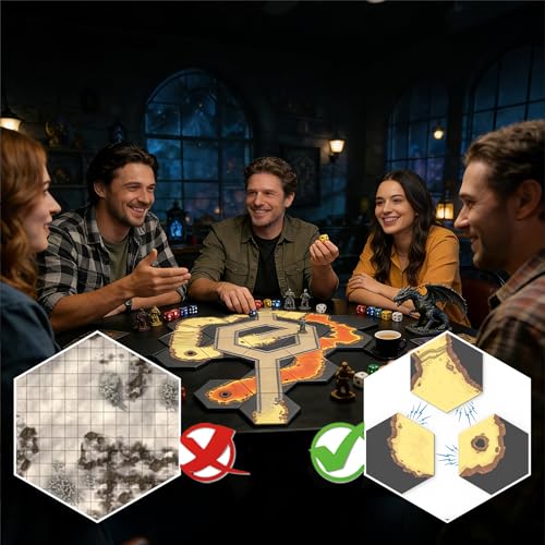Modular Magnetic Locking DND Map Tiles for Dungeons & Dragons Game | Double-Sided | Fog of War | Dry-Erase | Static Cling Stickers - Magma-King's Domain - style: Magma-King's Domain
