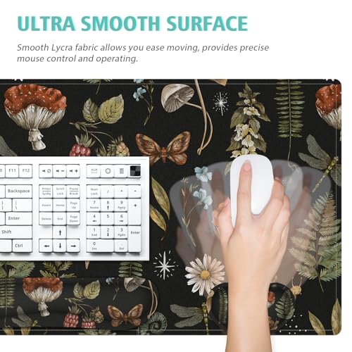 Mouse Pad Set Large Desk, Desk Matt for Desktop with Wrist Rest,Anti-Slip XXL Big Computer Ergonomic Mousepad with Wrist Support for Keyboard and Mouse(Plant) - color: Plant