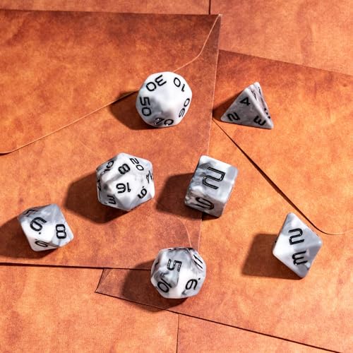 7PCS DND Dice Set Grey Polyhedral Dice Set for D&D Tabletop Games | Leather Storage Bag, DM Gift, for Dungeons and Dragons Role Playing Games - color: Camo-grey