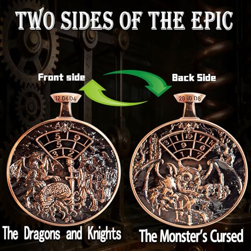 DND Dice Roller D4-D20 Metal Pocket Watch 3D Dragon Art Golden | All-in-one dnd spinner dice. metal pocket watch design.press to roll. zinc alloy metal. mtg ttrpg gifts - color: Dice Roller-golden