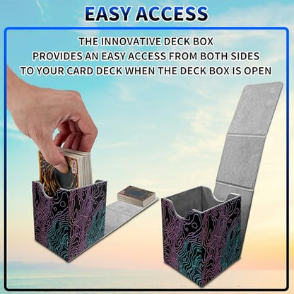 Pink Blue Line Card Deck Box, MTG Commander Deck Box Card Deck Case for Trading Cards, 100+ Sleeved Cards with PU Leather Magnetic Card Storage Box for TCG CCG Magic Cards - color: 561