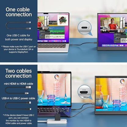 Anyuse Portable 16.0" QHD 2.5K Laptop Monitor - USB C HDMI Gaming Ultra-Slim IPS Display w/Smart Cover & Speakers, HDR Plug&Play, External Monitor for Laptop PC Phone Mac Xbox PS5/PS4 Switch - size: 16"Portable
