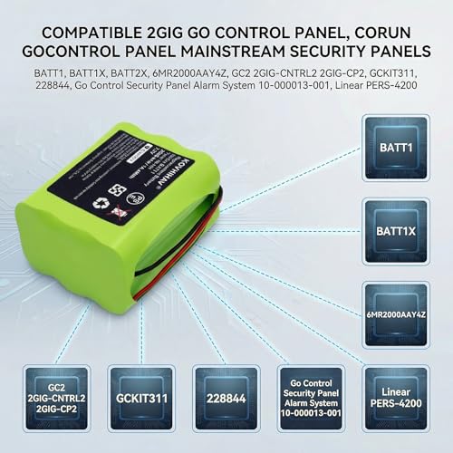 Updated BATT1 7.2v 2000mah ni-mh Battery Pack Control Panel Security System Alarm Battery for BATT1X BATT2X 6MR2000AAY4Z 10-000009-001 10-000013-001 PERS-4200
