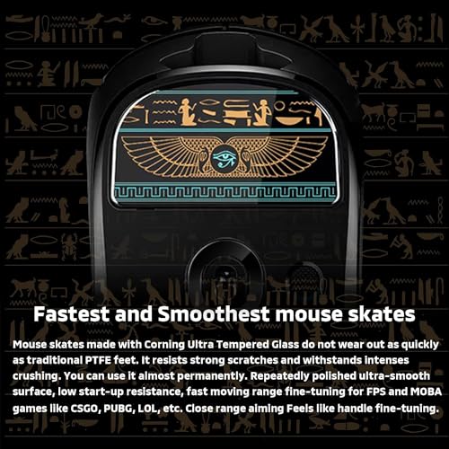 HOTLINEGAMES Glass Mouse Feet Skate Rounded Curved Edges Compatible with Logitech G Pro X Superlight Wireless Gaming Mouse feet Replacement, Super Fast Smooth, Pro Upgrade Kit [ Eye of Horus ]