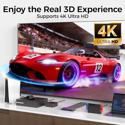 Unitek HDMI Switcher 5 Computers 1 Monitor with Remote Power Adapter | 4K HDMI Selector Switch Compatible with PC PS5 PS4 Xbox DVD Player Fire Stick TV Office Entertainment Home Theater - style: HDMI