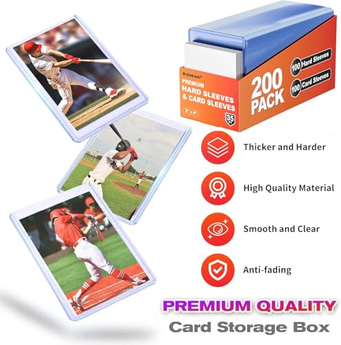 2000 Pack Card Sleeves Hard Plastic, Arjiekwei 3"X 4" Baseball Cards Protectors Plastic, Premium Card Holder for Trading Sports Baseball Football Game Cards (1000 Hard + 1000 Soft) - size: 1000 Hard Sleeves + 1000 Soft Sleeves