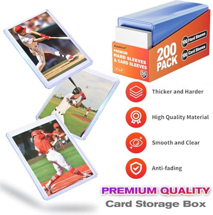 2000 Pack Card Sleeves Hard Plastic, Arjiekwei 3"X 4" Baseball Cards Protectors Plastic, Premium Card Holder for Trading Sports Baseball Football Game Cards (1000 Hard + 1000 Soft) - size: 1000 Hard Sleeves + 1000 Soft Sleeves
