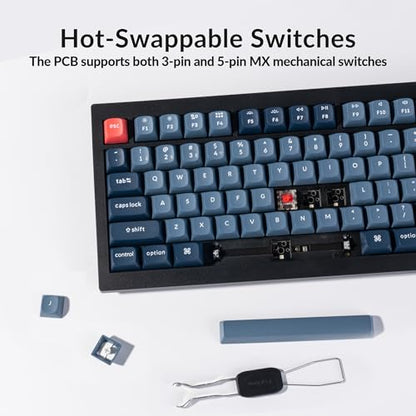 Keychron V3 Max TKL Wireless Mechanical Keyboard, QMK/VIA RGB Bluetooth/2.4 GHz/Wired, 87 Keys Hot-Swappable with Gateron Red Switch, Compatible with Mac Windows Linux - color: Red Switch