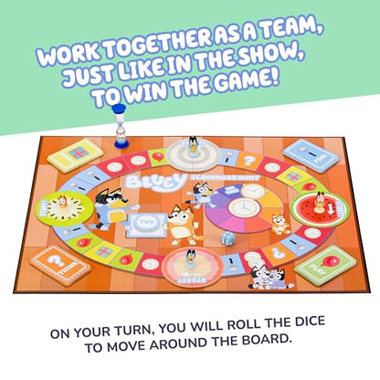 Bluey Scavenger Hunt Board Game, Cooperative Play with 4 Exclusive Mini-Figures, Learning Toys for 5+ Year Old, Fun Toy Token Collecting Game - style: Bluey Scavenger Hunt Game V2