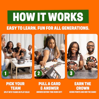 Black Culture Trivia Card Game | Fun Multi-Generational Party Game for Adults & Teens | 5 Categories | 250 Trivia Cards & Sand Timer | Great for Game Nights & Family Gatherings!