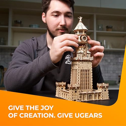 UGEARS Lighthouse of Alexandria 3D Wooden Puzzle for Adults – Wooden Model Kit with LED Night Light, DIY Building Hobby Set, Ancient World Landmark, Home Decor, Brain Teaser, Creative - style: Lighthouse of Alexandria