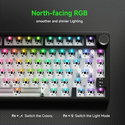 RK ROYAL KLUDGE R75 Wired Mechanical Gaming Keyboard, 75% Hot-Swap Mechanical Keyboard Volume Knob, Soft Pre-lubed Tactile Brown Switch - color: pure black