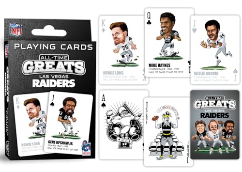 MasterPieces Family Games - NFL Las Vegas Raiders All-Time Greats Playing Cards - Officially Licensed Playing Card Deck for Adults, Kids, and Family - style: Las Vegas Raiders