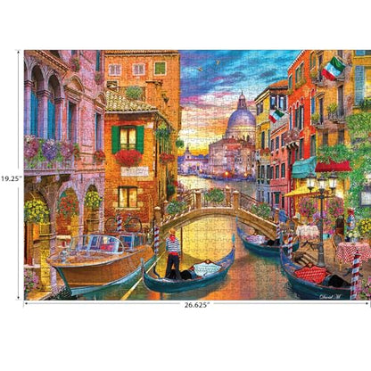 RoseArt Kodak Premium Grand Canal Venice 1000 Piece Jigsaw Puzzle | 19.25" x 26.67" Finished Size, Fully Interlocking Pieces, Bonus Poster Included, Made in USA - style: Grand Canal Venice